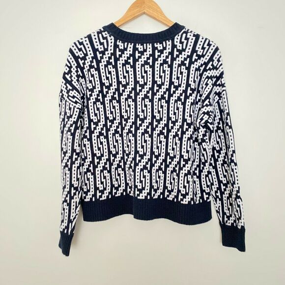 Tommy Hilfiger Womens Two Tone Cable Sweater Pullover Blue White S Small - Picture 3 of 8